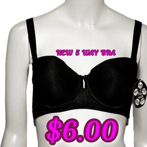 Black Fuchsia Lingerie New 5 Way Underwire Bra Sizes 38C-44D